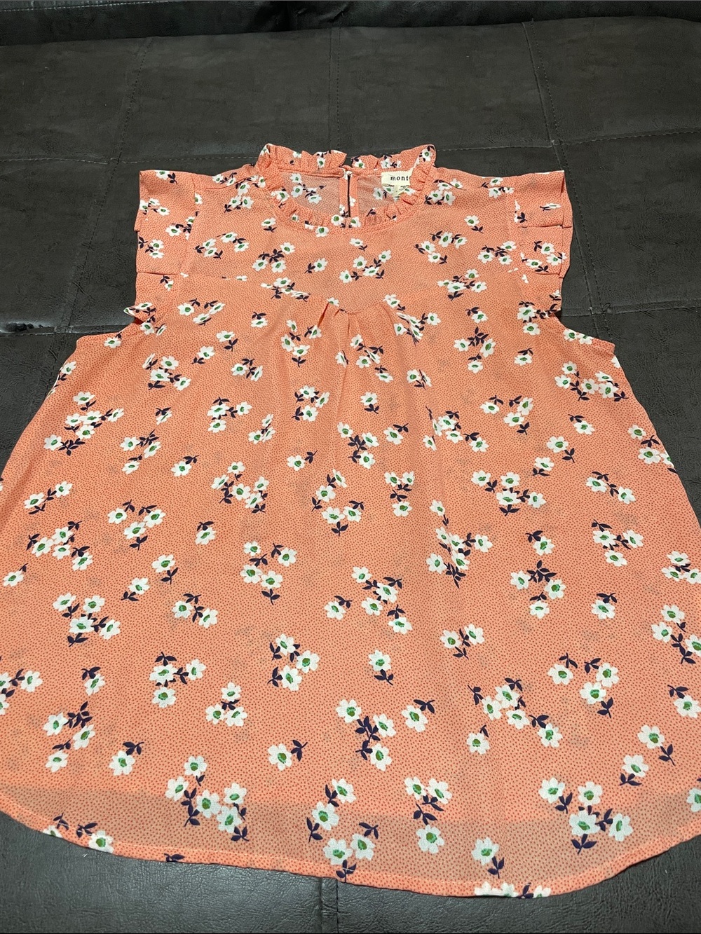 Monteau Coral Floral Ruffle-Neck Sleeveless Camisole